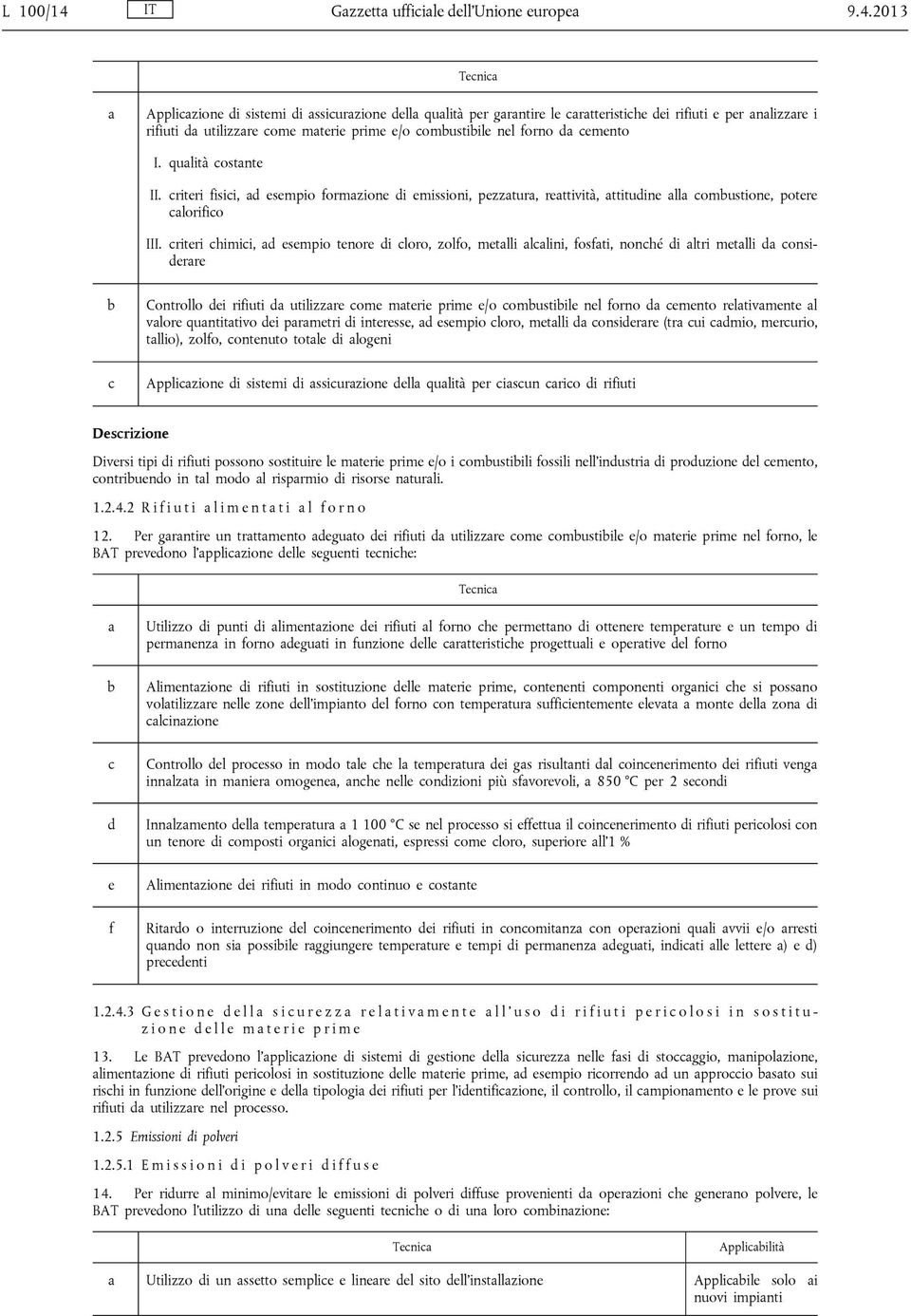 riteri himii, d esempio tenore di loro, zolfo, metlli llini, fosfti, nonhé di ltri metlli d onsiderre Controllo dei rifiuti d utilizzre ome mterie prime e/o omustiile nel forno d emento reltivmente l