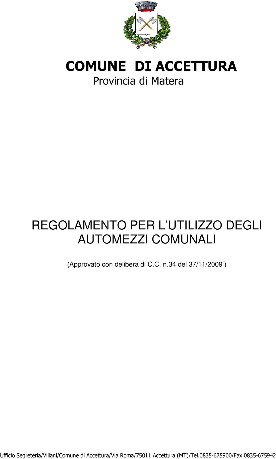 DEGLI AUTOMEZZI COMUNALI (Approvato