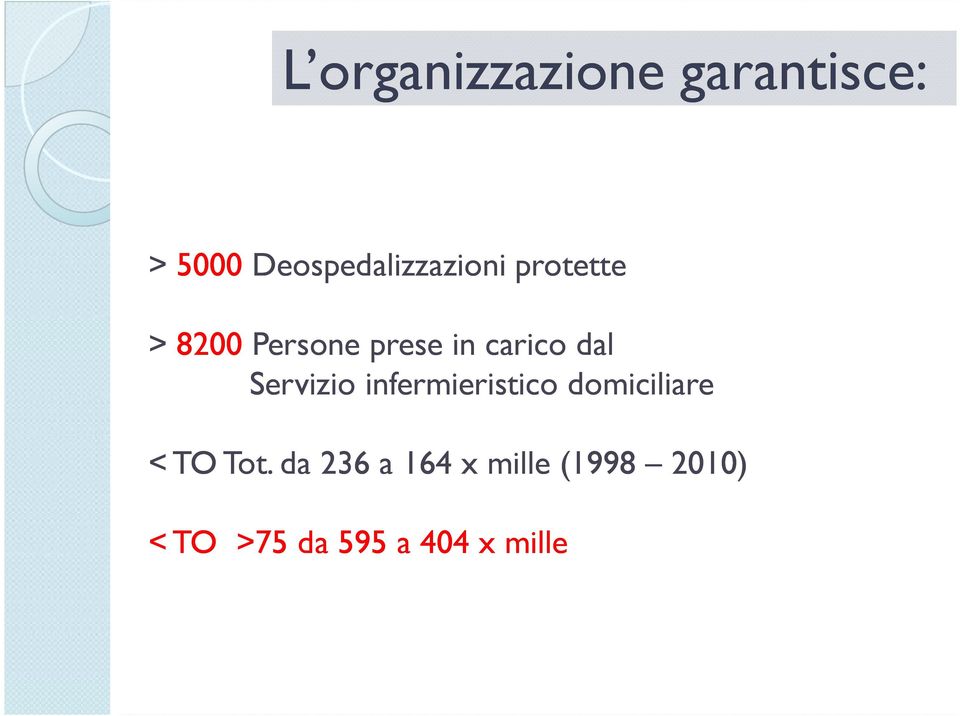 carico dal Servizio infermieristico domiciliare <