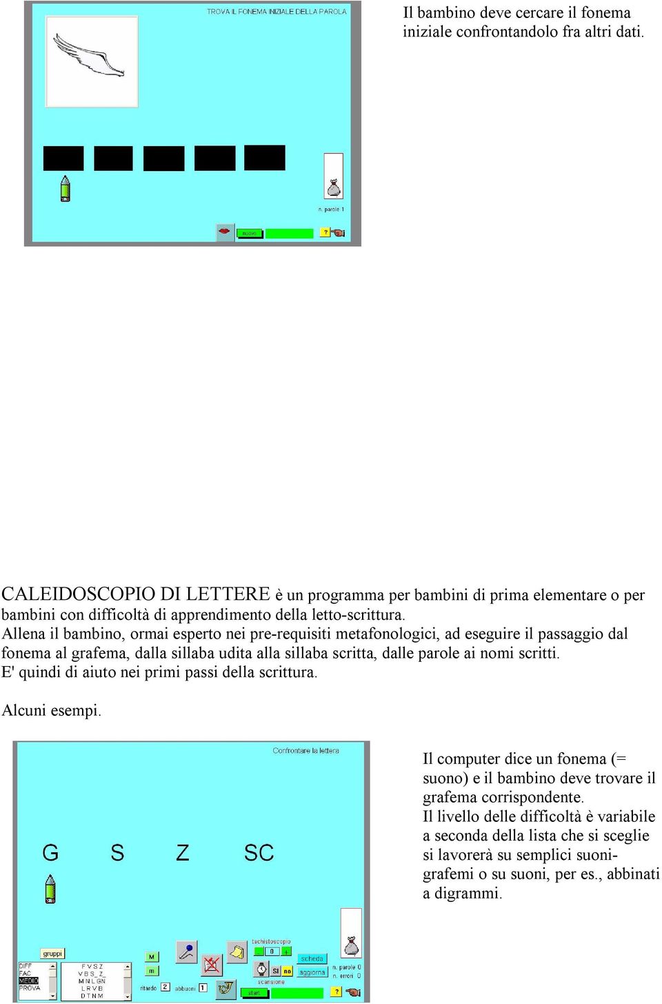 Allena il bambino, ormai esperto nei pre requisiti metafonologici, ad eseguire il passaggio dal fonema al grafema, dalla sillaba udita alla sillaba scritta, dalle parole ai nomi