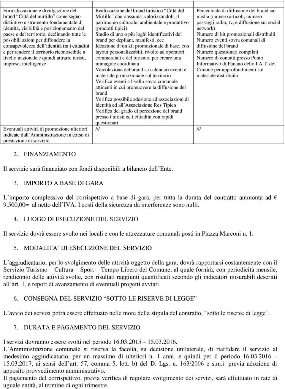 promozione ulteriori indicate dall Amministrazione in corso di prestazione di servizio Realizzazione del brand turistico Città del Mirtillo che riassuma, valorizzandoli, il patrimonio culturale,