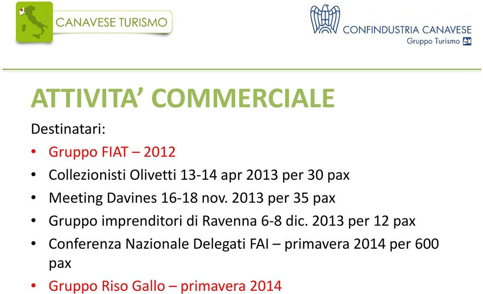 nov. 2013 per 35 pax Gruppo imprenditori di Ravenna 6 8 dic.