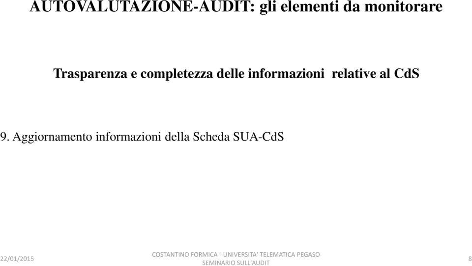 delle informazioni relative al CdS 9.