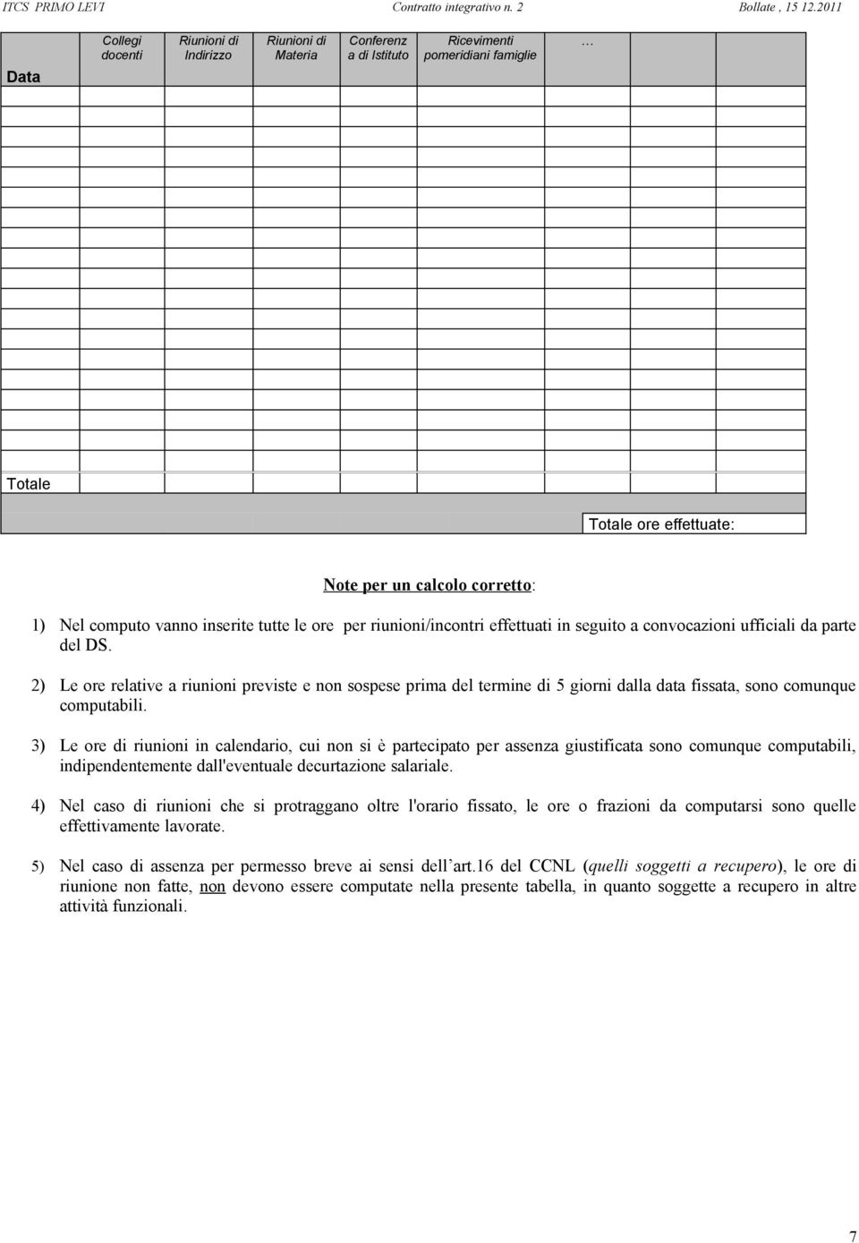 2) Le ore relative a riunioni previste e non sospese prima del termine di 5 giorni dalla data fissata, sono comunque computabili.