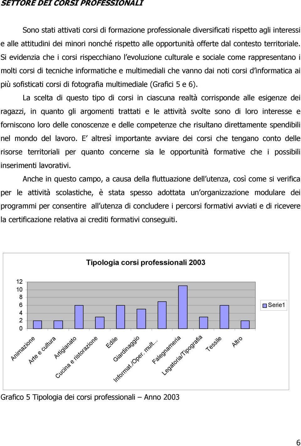 Si evidenzia che i corsi rispecchiano l evoluzione culturale e sociale come rappresentano i molti corsi di tecniche informatiche e multimediali che vanno dai noti corsi d informatica ai più