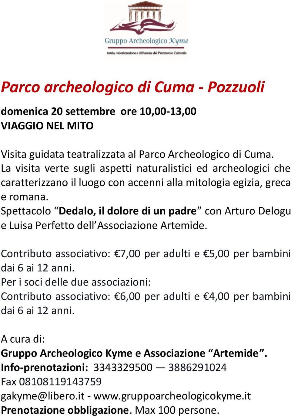 Spettacolo Dedalo, il dolore di un padre con Arturo Delogu e Luisa Perfetto dell Associazione Artemide.