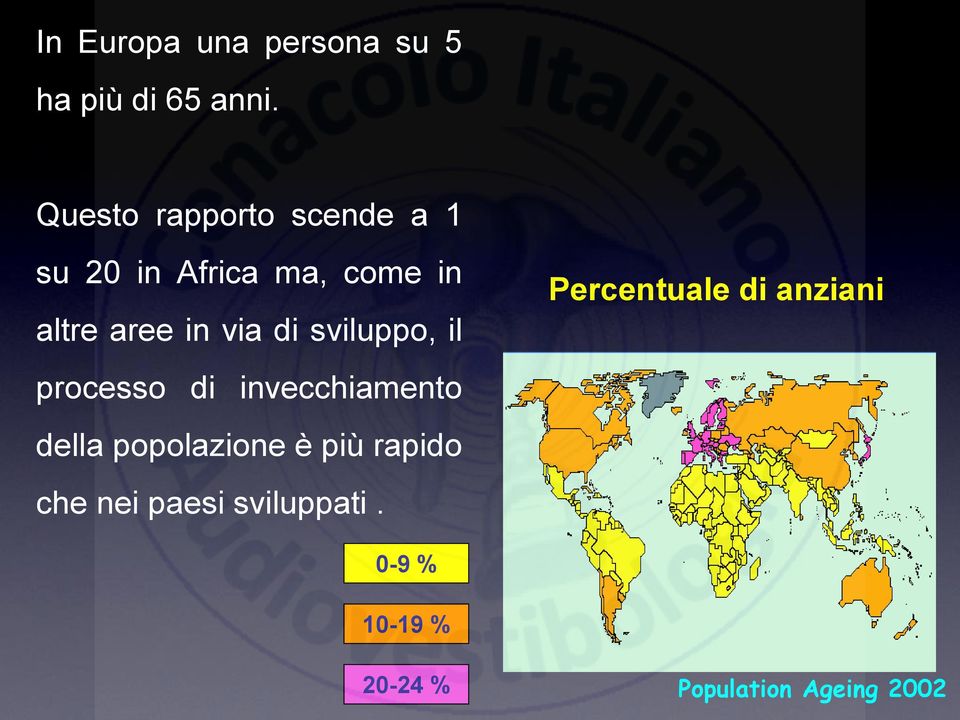 via di sviluppo, il processo di invecchiamento della popolazione è più