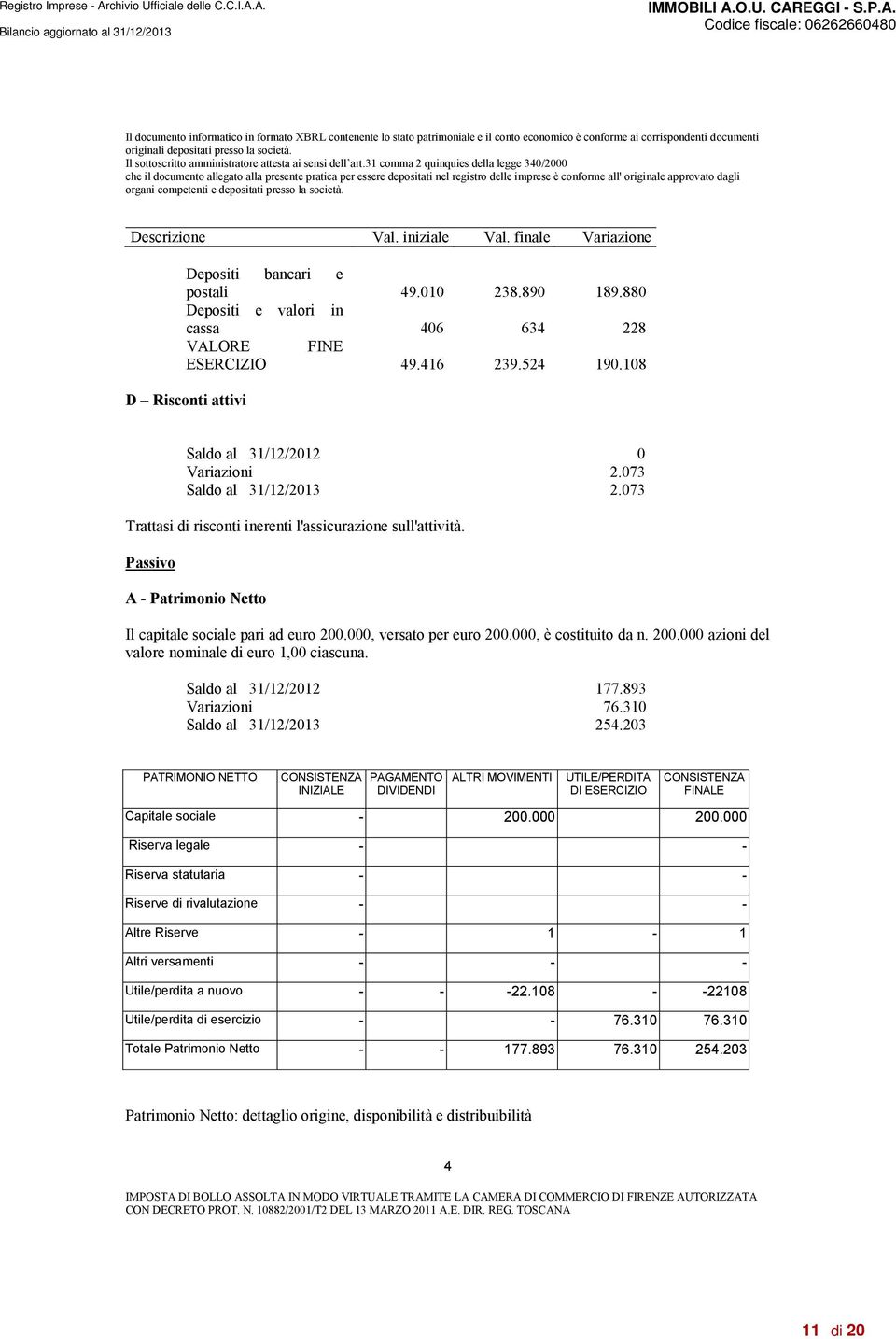 31 comma 2 quinquies della legge 340/2000 che il documento allegato alla presente pratica per essere depositati nel registro delle imprese è conforme all' originale approvato dagli organi competenti