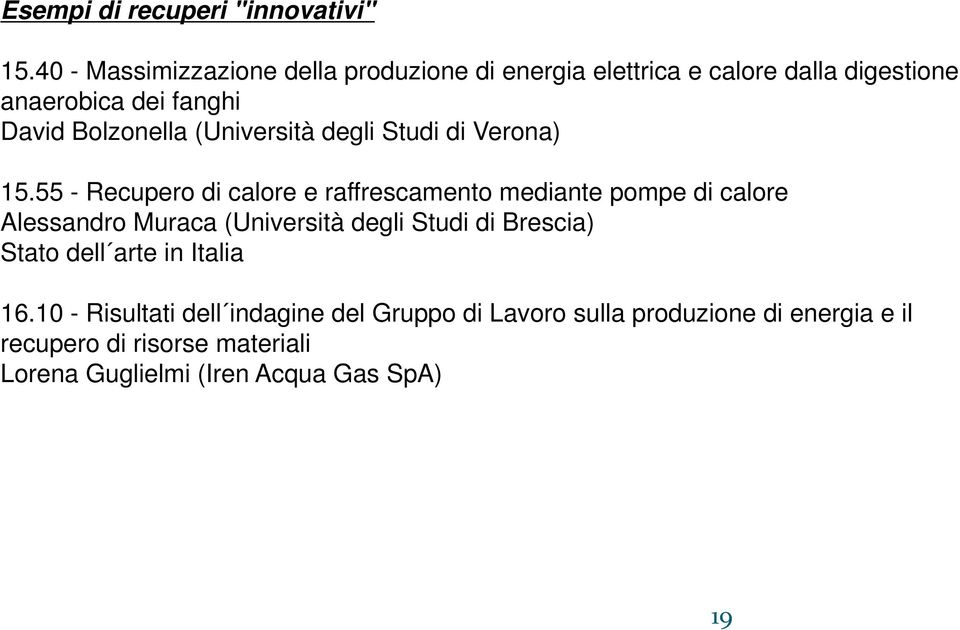 (Università degli Studi di Verona) 15.