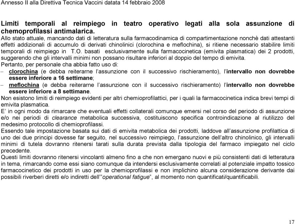 si ritiene necessario stabilire limiti temporali di reimpiego in T.O.