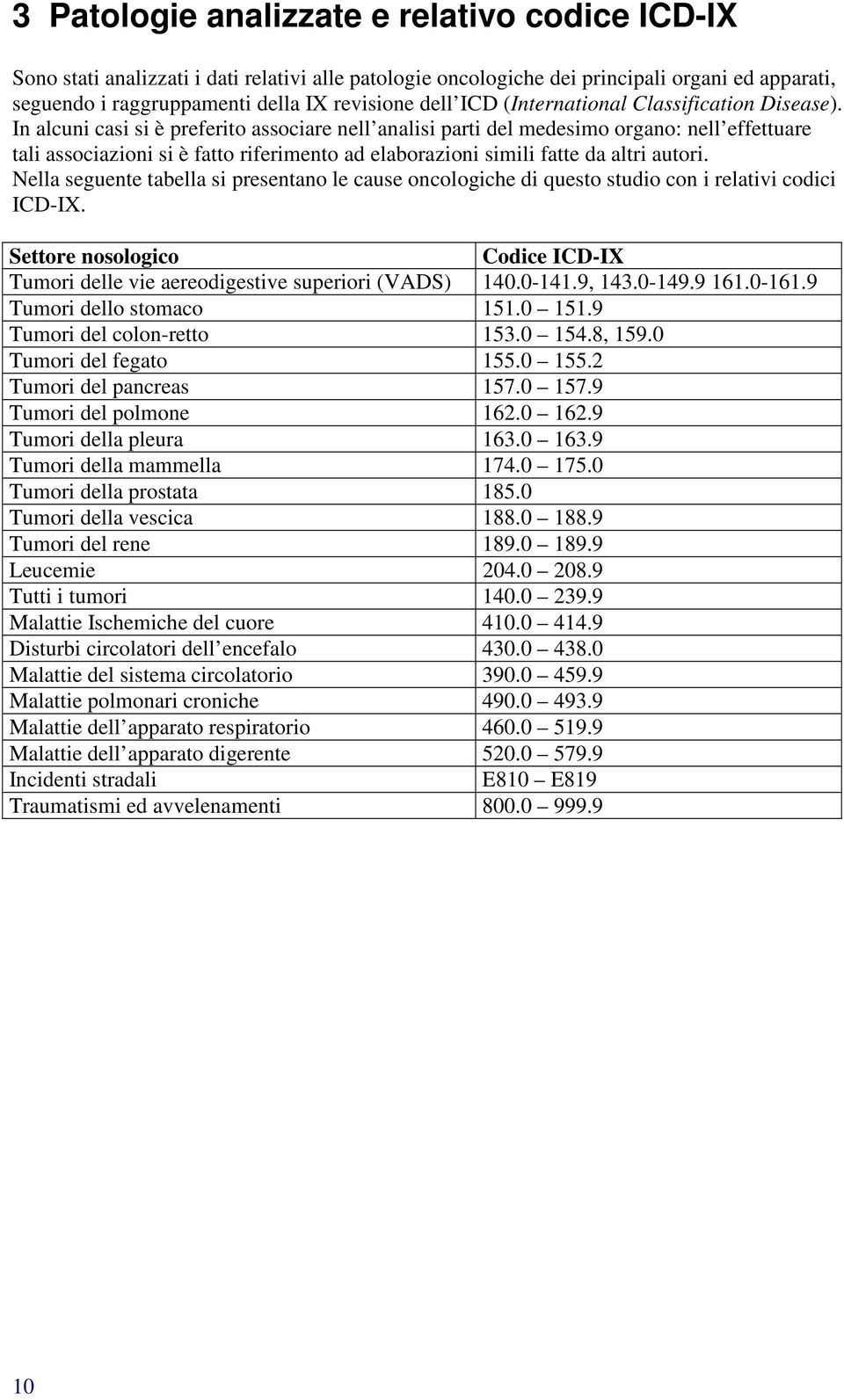 In alcuni casi si è preferito associare nell analisi parti del medesimo organo: nell effettuare tali associazioni si è fatto riferimento ad elaborazioni simili fatte da altri autori.