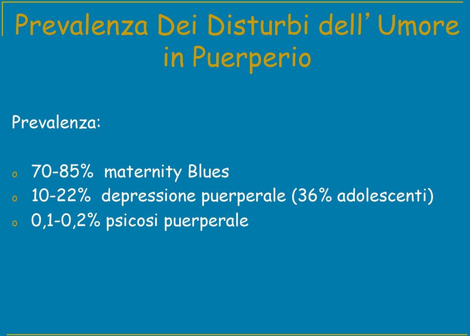 Blues 10-22% depressine puerperale