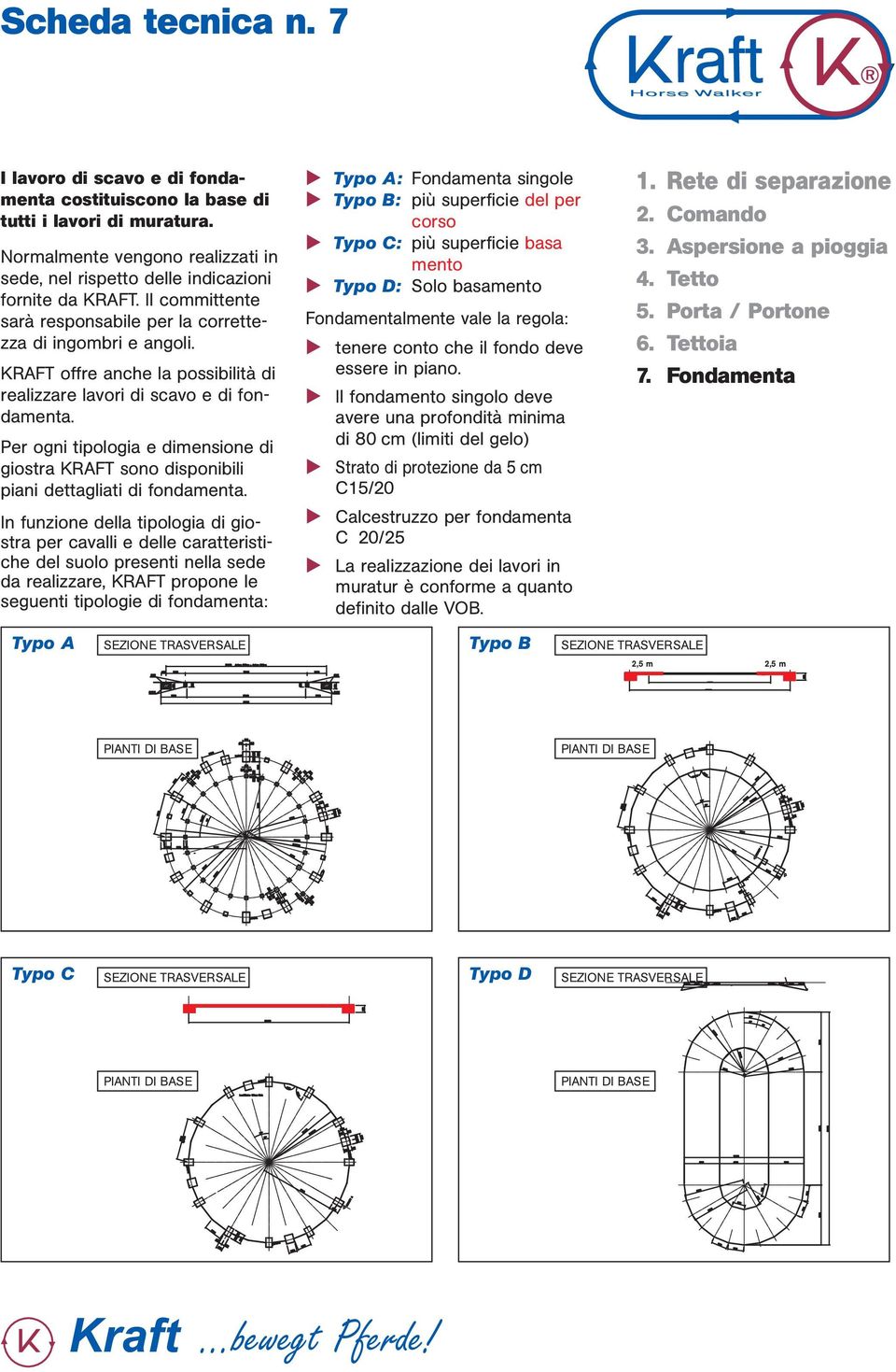 Per ogni tipologia e dimensione di giostra KRAFT sono disponibili piani dettagliati di fondamenta.