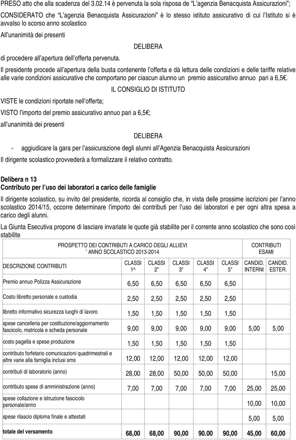 anno scolastico All unanimità dei presenti di procedere all apertura dell offerta pervenuta.