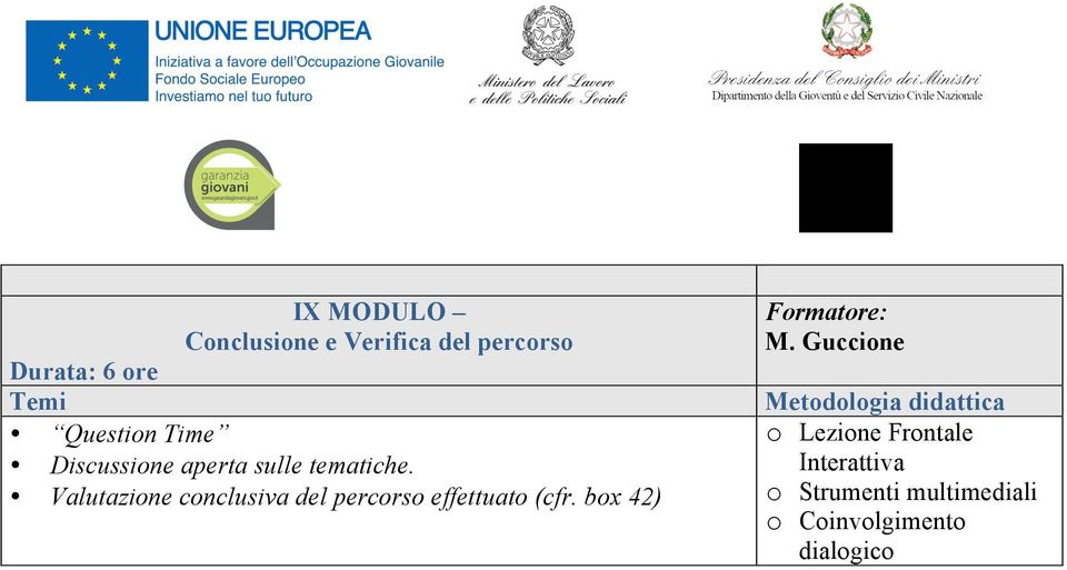 Valutazione conclusiva del percorso effettuato (cfr.