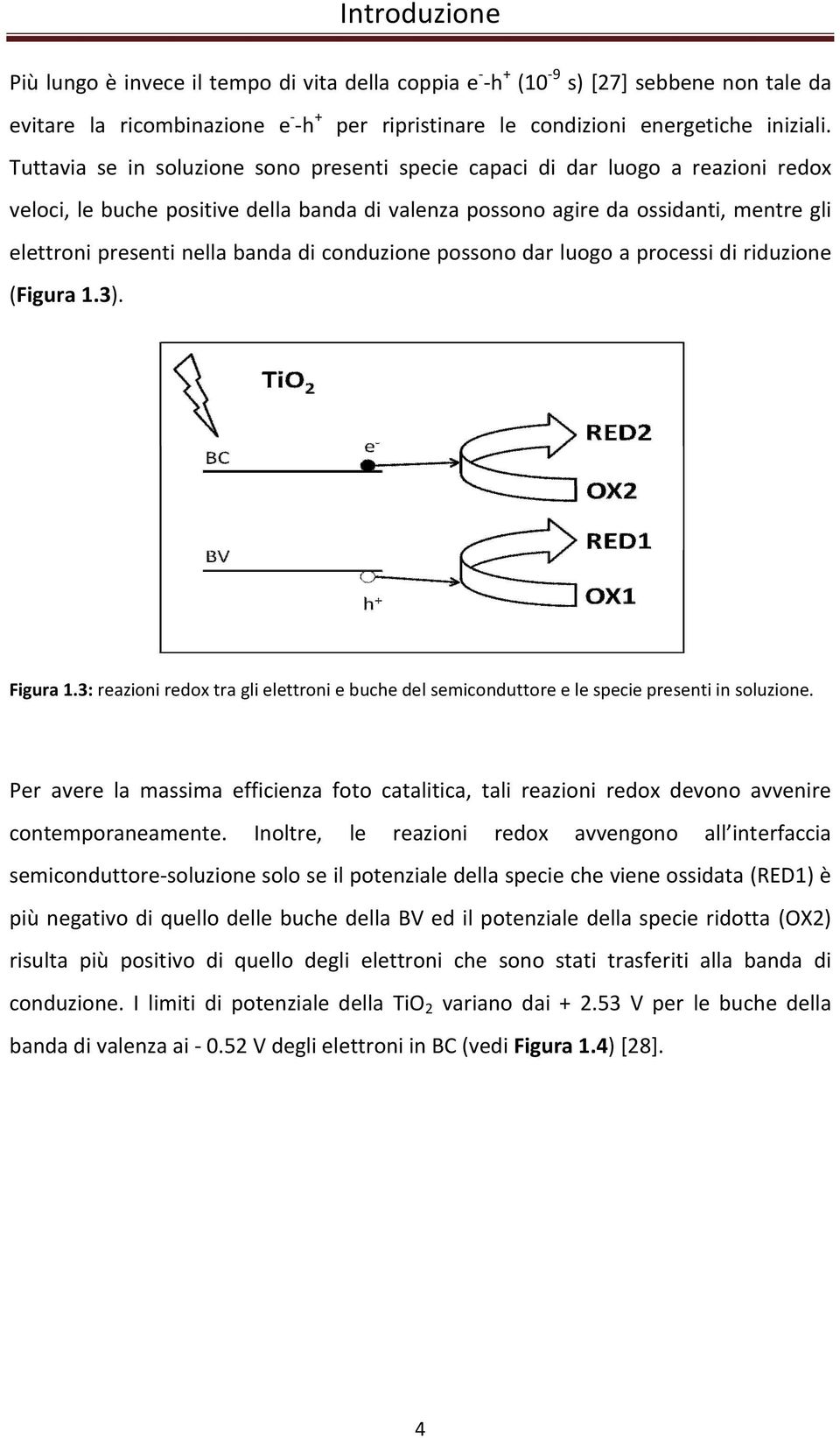 banda di conduzione possono dar luogo a processi di riduzione (Figura 1.3). Figura 1.3: reazioni redox tra gli elettroni e buche del semiconduttore e le specie presenti in soluzione.