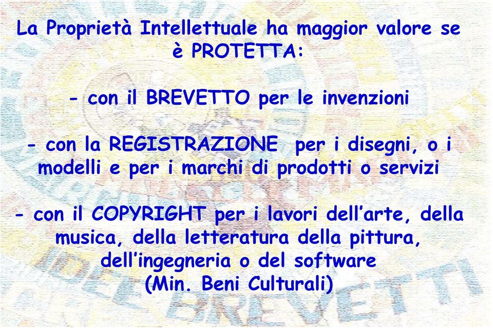 prodotti o servizi - con il COPYRIGHT per i lavori dell arte, della musica, della