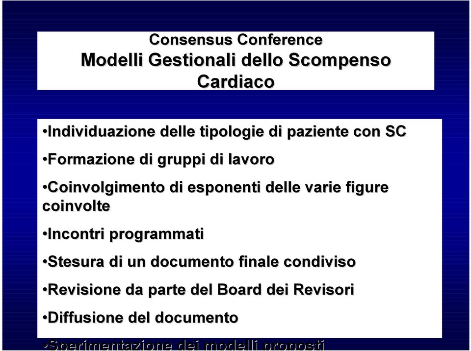 delle varie figure coinvolte Incontri programmati Stesura di un documento finale condiviso