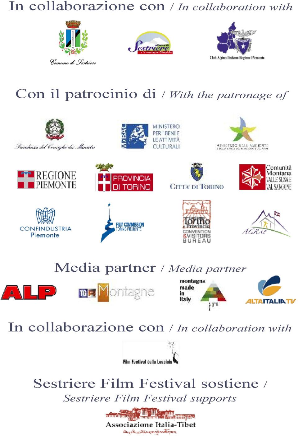 Media partner In collaborazione con / In collaboration