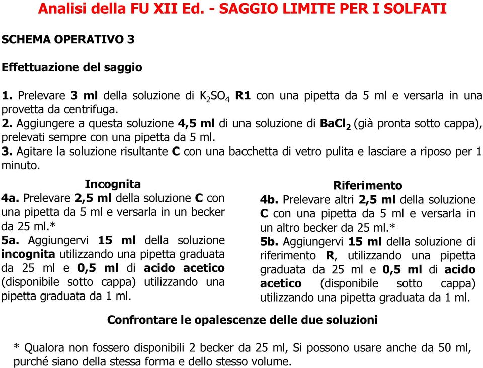 Aggiungere a questa soluzione 4,5 ml di una soluzione di BaCl 2 (già pronta sotto cappa), prelevati sempre con una pipetta da 5 ml. 3.