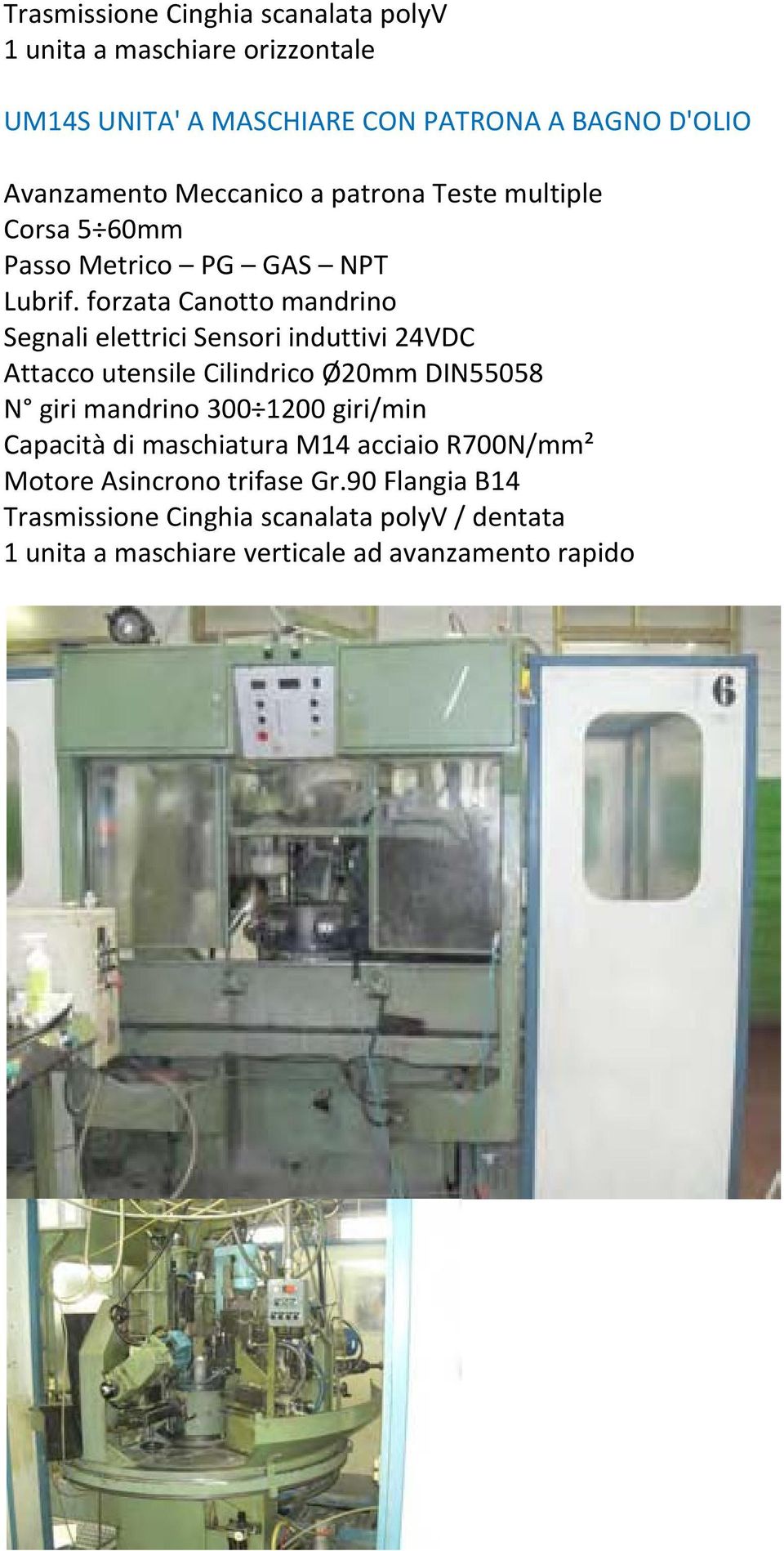 forzata Canotto mandrino Attacco utensile Cilindrico Ø20mm DIN55058 N giri mandrino 300 1200 giri/min Capacità di maschiatura