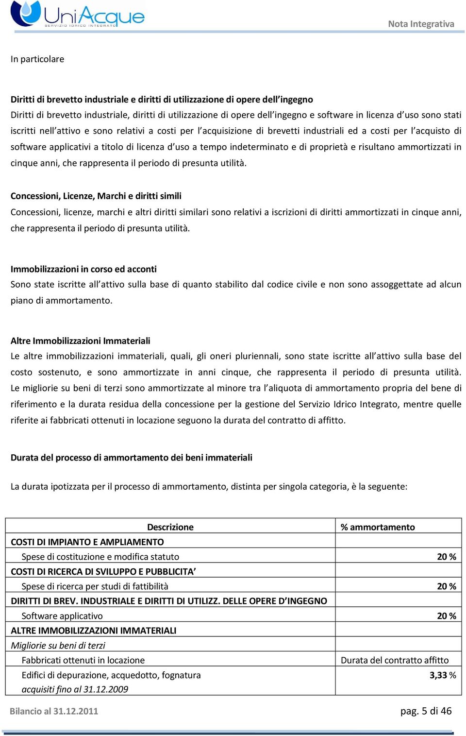 indeterminato e di proprietà e risultano ammortizzati in cinque anni, che rappresenta il periodo di presunta utilità.