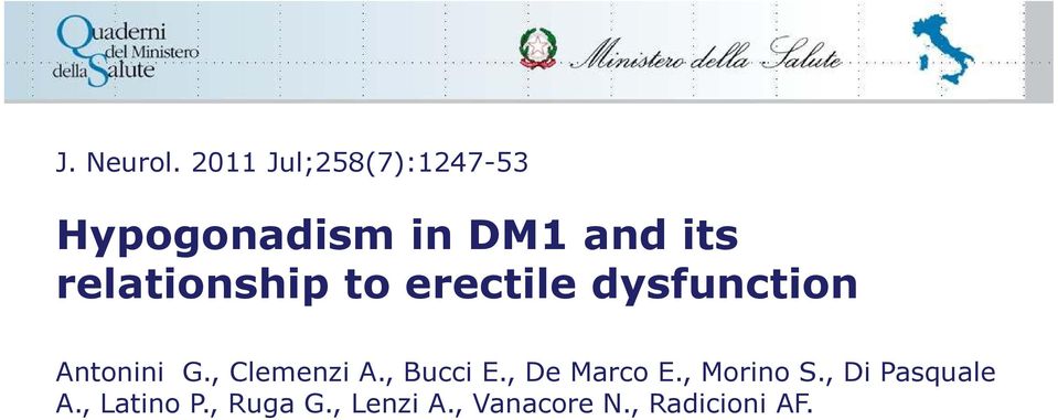 relationship to erectile dysfunction Antonini G.