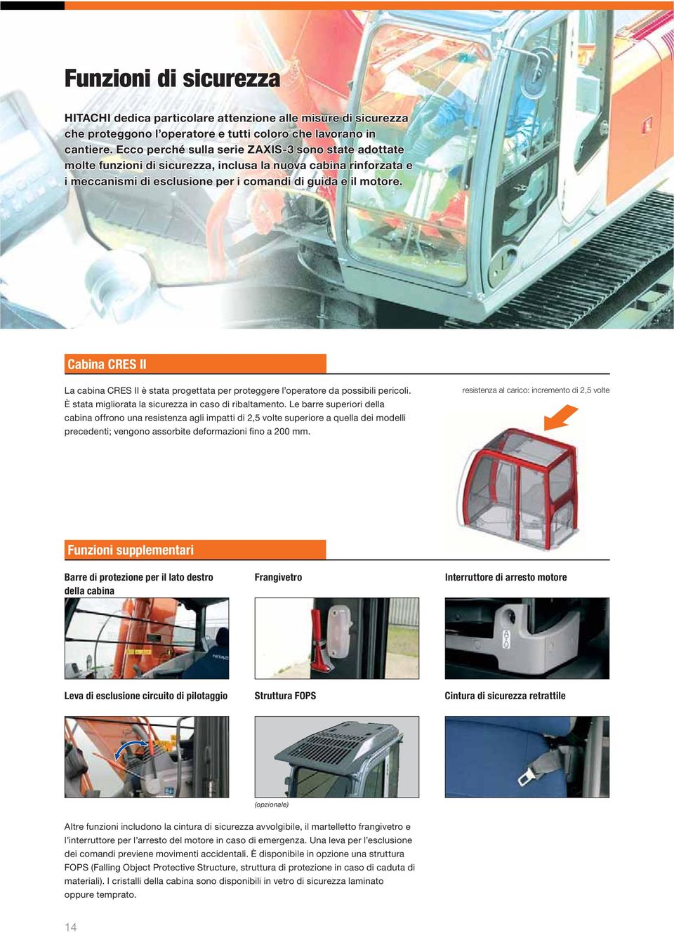 imeccanismidiesclusionepericomandidiguidaeilmotore. esclusione i comandi e il motore. Cabina CRES II La cabina CRES II è stata progettata per proteggere l operatore da possibili pericoli.