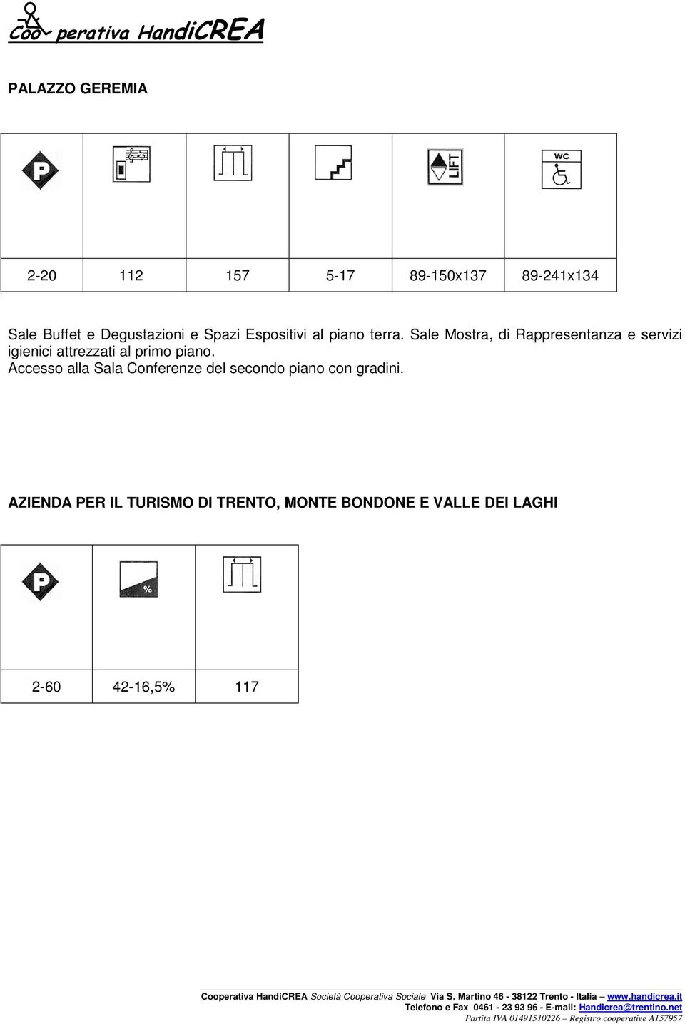 Sale Mostra, di Rappresentanza e servizi igienici attrezzati al primo piano.