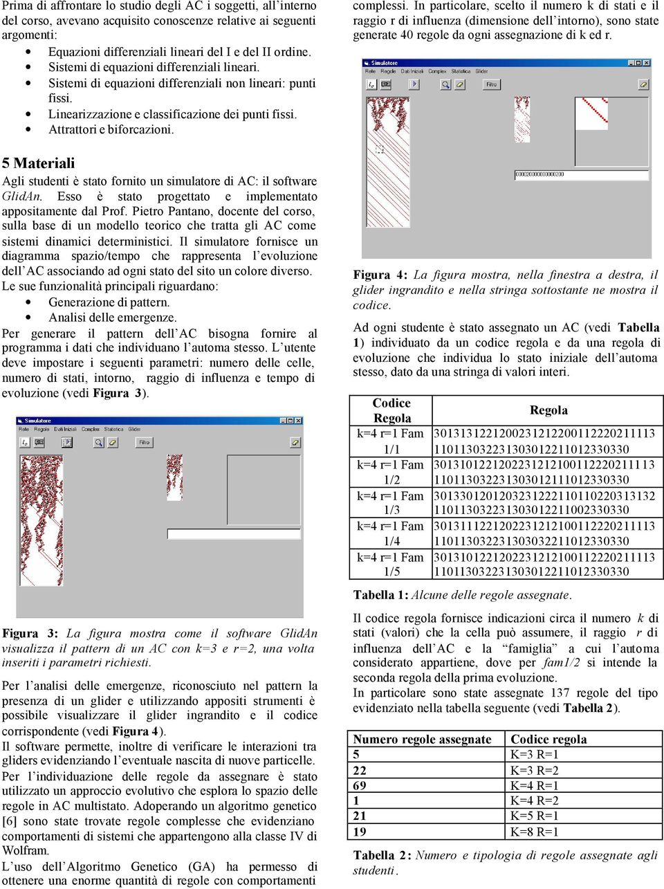 5 Materiali Agli studenti è stato fornito un simulatore di AC: il software GlidAn. Esso è stato progettato e implementato appositamente dal Prof.