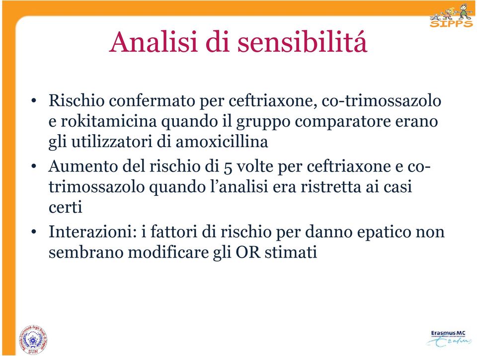 di 5 volte per ceftriaxone e co- trimossazolo quando l analisi era ristretta ai casi