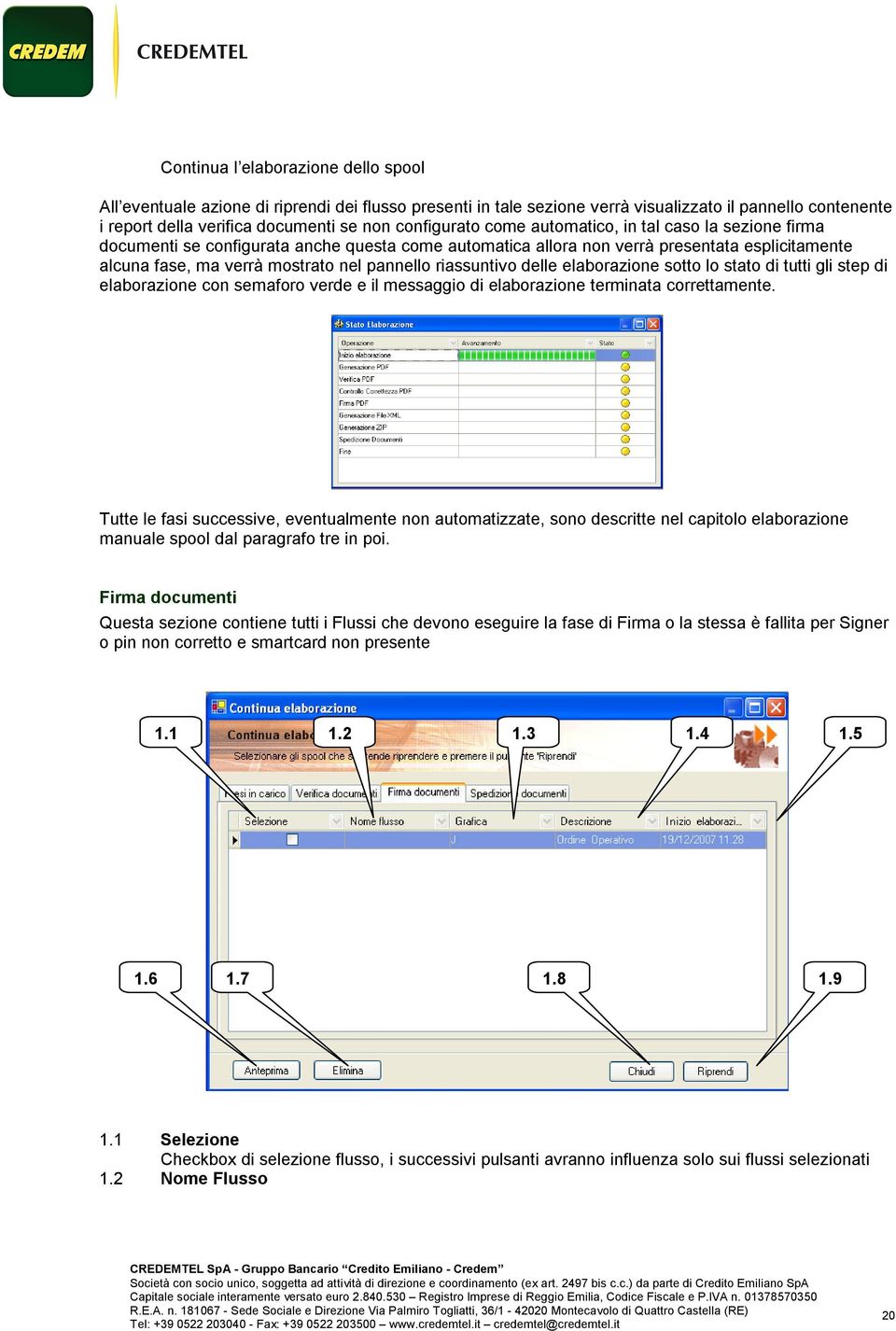 delle elaborazione sotto lo stato di tutti gli step di elaborazione con semaforo verde e il messaggio di elaborazione terminata correttamente.