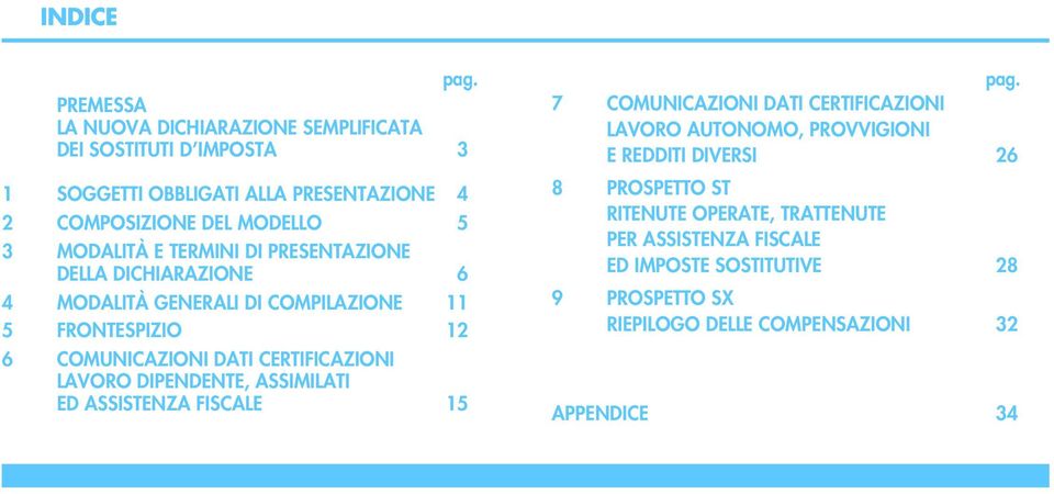 MODALITÀ E TERMINI DI PRESENTAZIONE DELLA DICHIARAZIONE 6 4 MODALITÀ GENERALI DI COMPILAZIONE 11 5 FRONTESPIZIO 12 6 COMUNICAZIONI DATI CERTIFICAZIONI