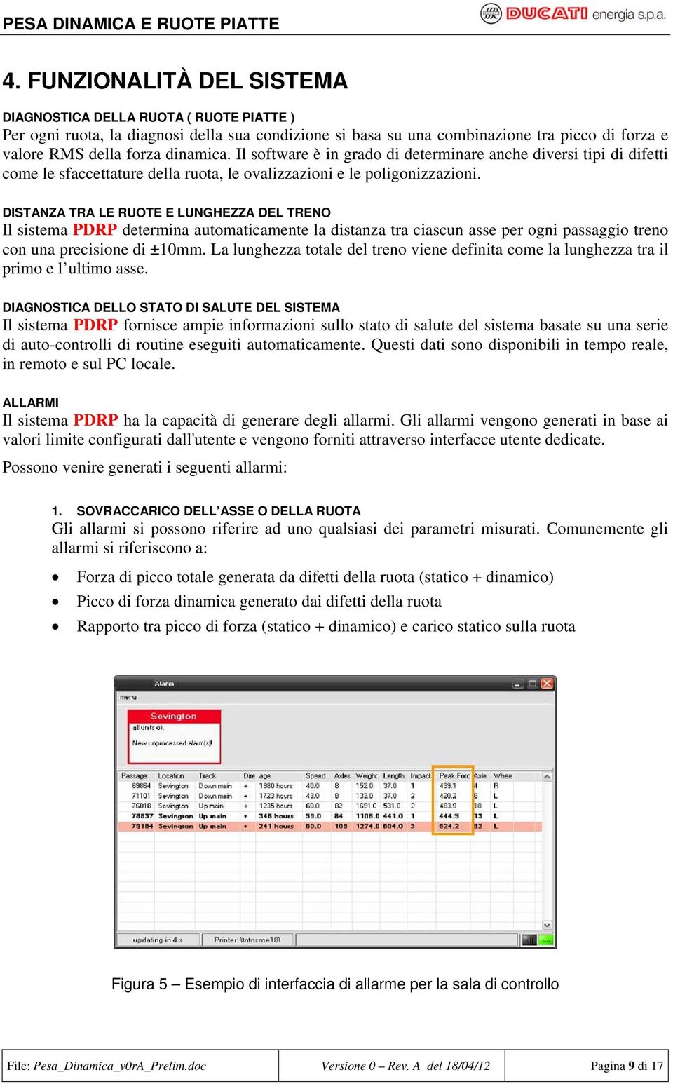 DISTANZA TRA LE RUOTE E LUNGHEZZA DEL TRENO Il sistema PDRP determina automaticamente la distanza tra ciascun asse per ogni passaggio treno con una precisione di ±10mm.