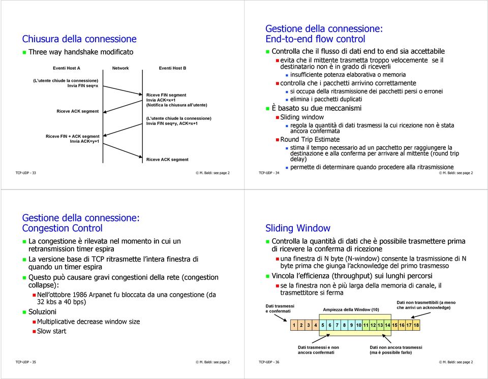 flow control Controlla che il flusso di dati end to end sia accettabile evita che il mittente trasmetta troppo velocemente se il destinatario non è in grado di riceverli insufficiente potenza