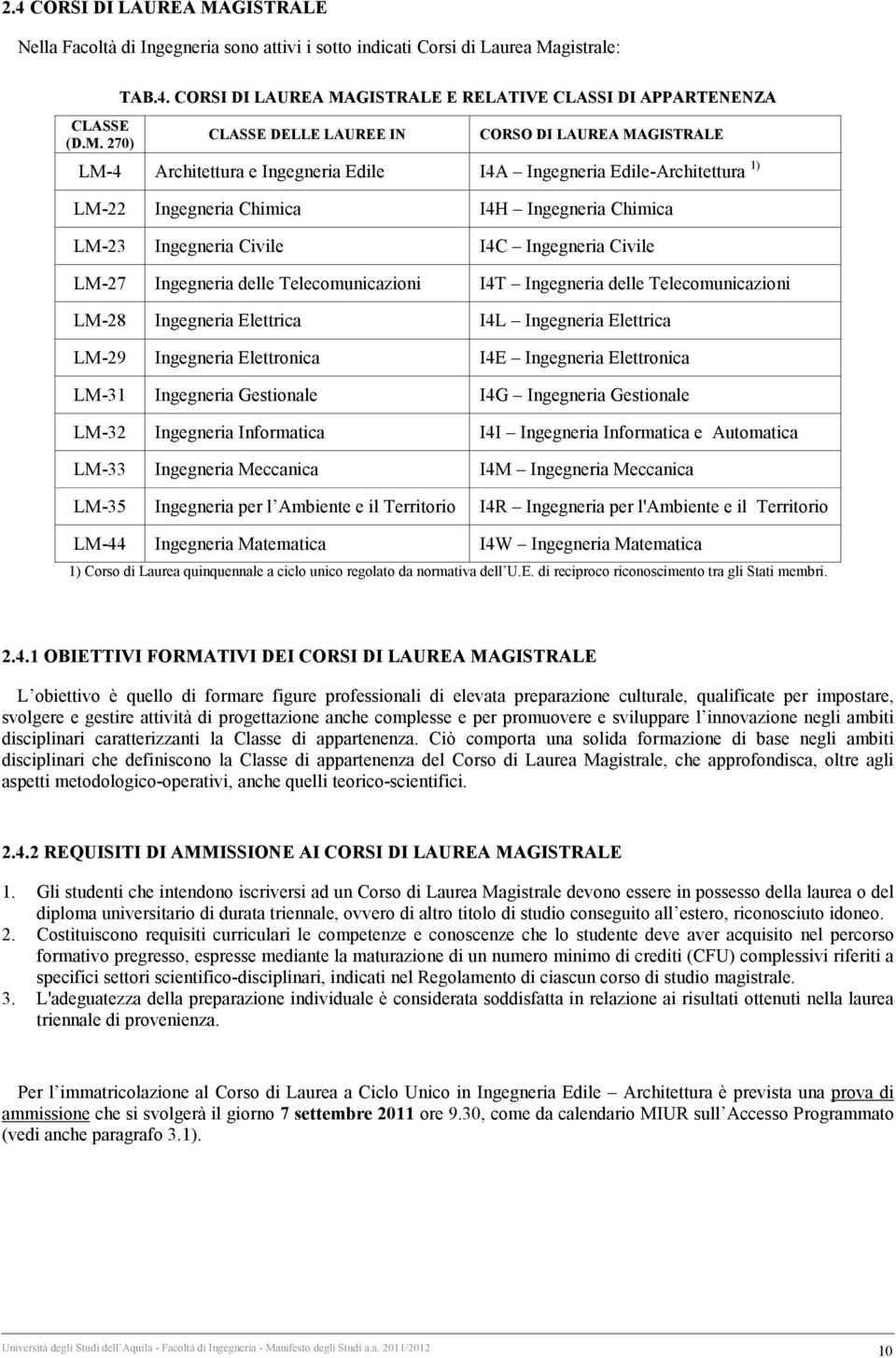 Ingegneria Civile I4C Ingegneria Civile LM-27 Ingegneria delle Telecomunicazioni I4T Ingegneria delle Telecomunicazioni LM-28 Ingegneria Elettrica I4L Ingegneria Elettrica LM-29 Ingegneria