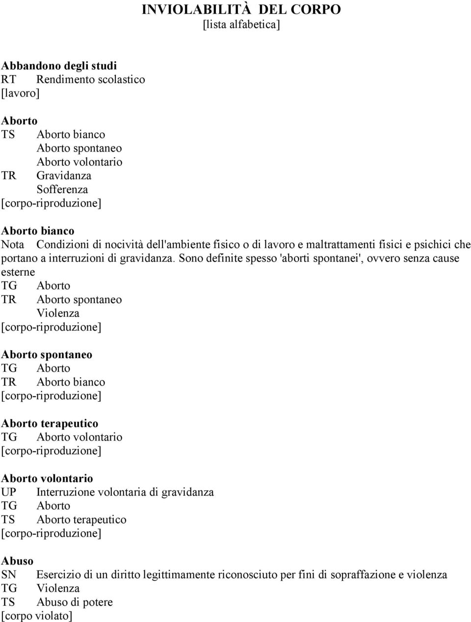 Sono definite spesso 'aborti spontanei', ovvero senza cause esterne TG Aborto TR Aborto spontaneo Violenza Aborto spontaneo TG Aborto TR Aborto bianco Aborto terapeutico TG Aborto