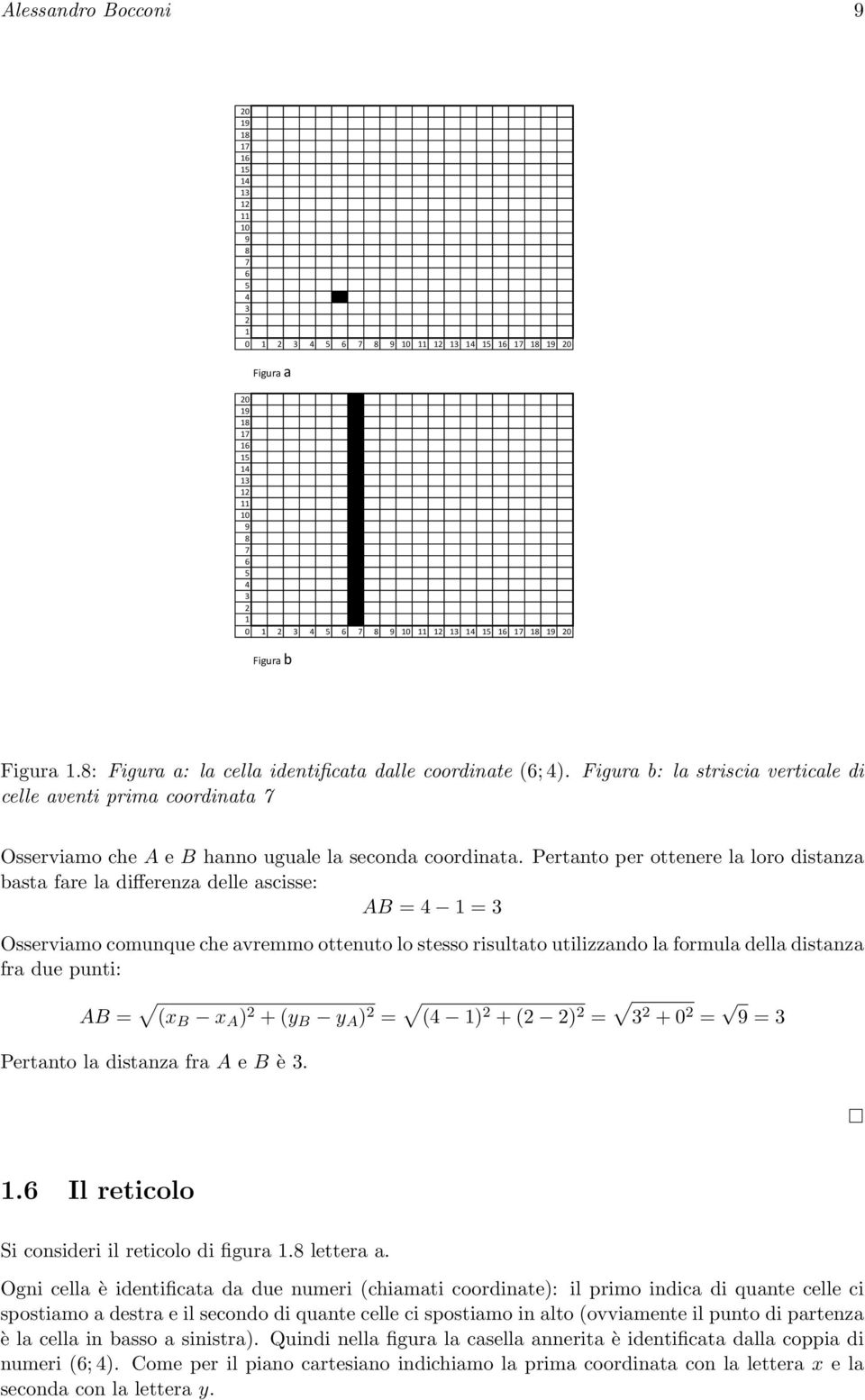 Figura b: la striscia verticale di celle aventi prima coordinata 7 Osserviamo che A e B hanno uguale la seconda coordinata.