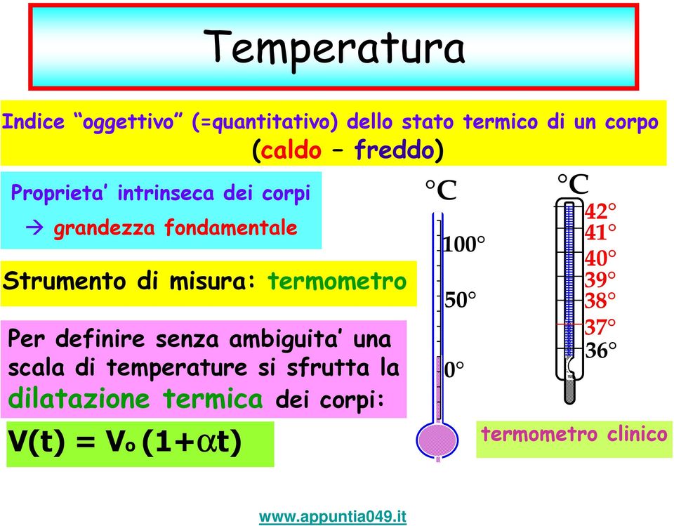 di misura: termometro Per definire senza ambiguita una scala di temperature si sfrutta