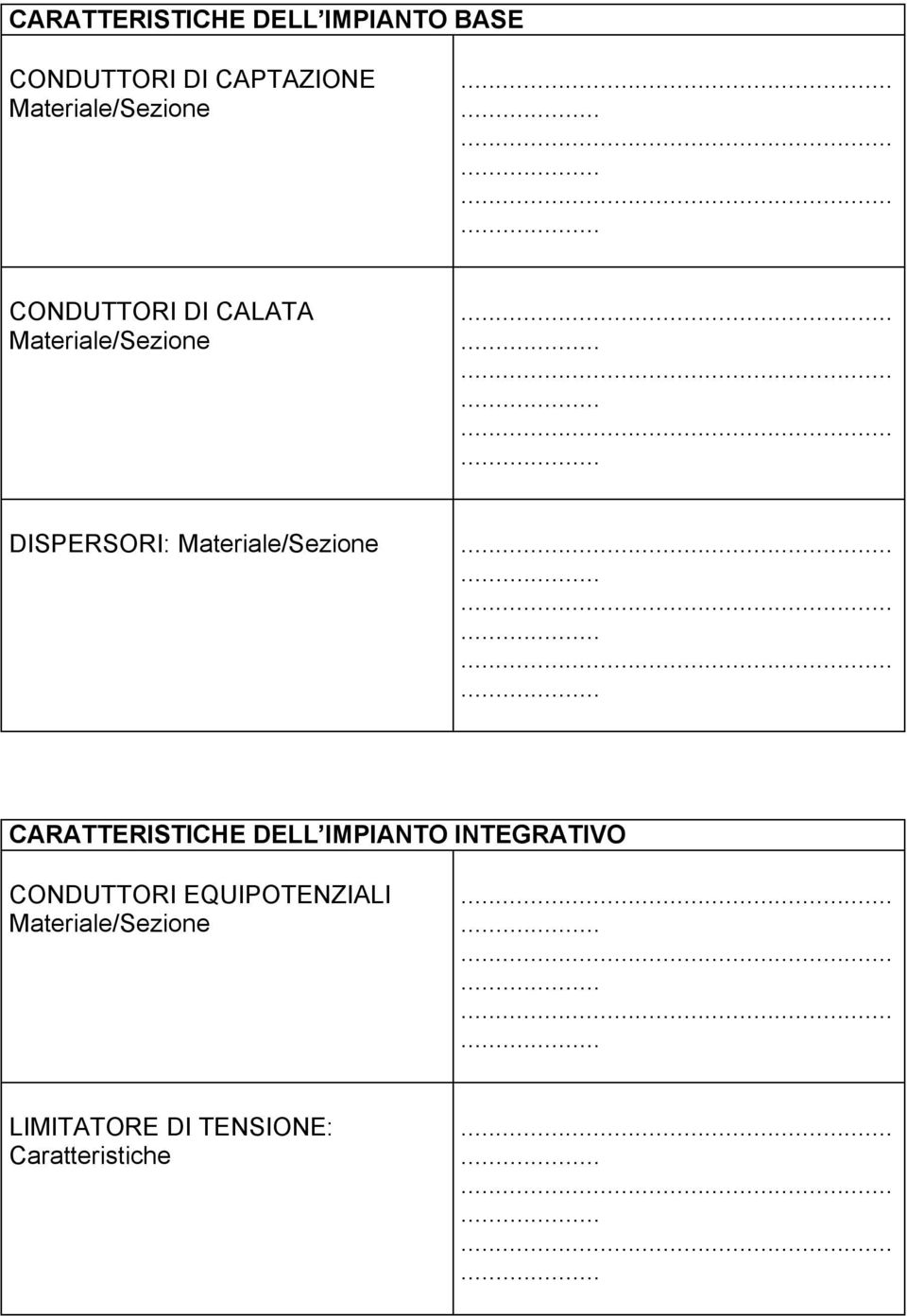 ..... DISPERSORI: Materiale/Sezione.