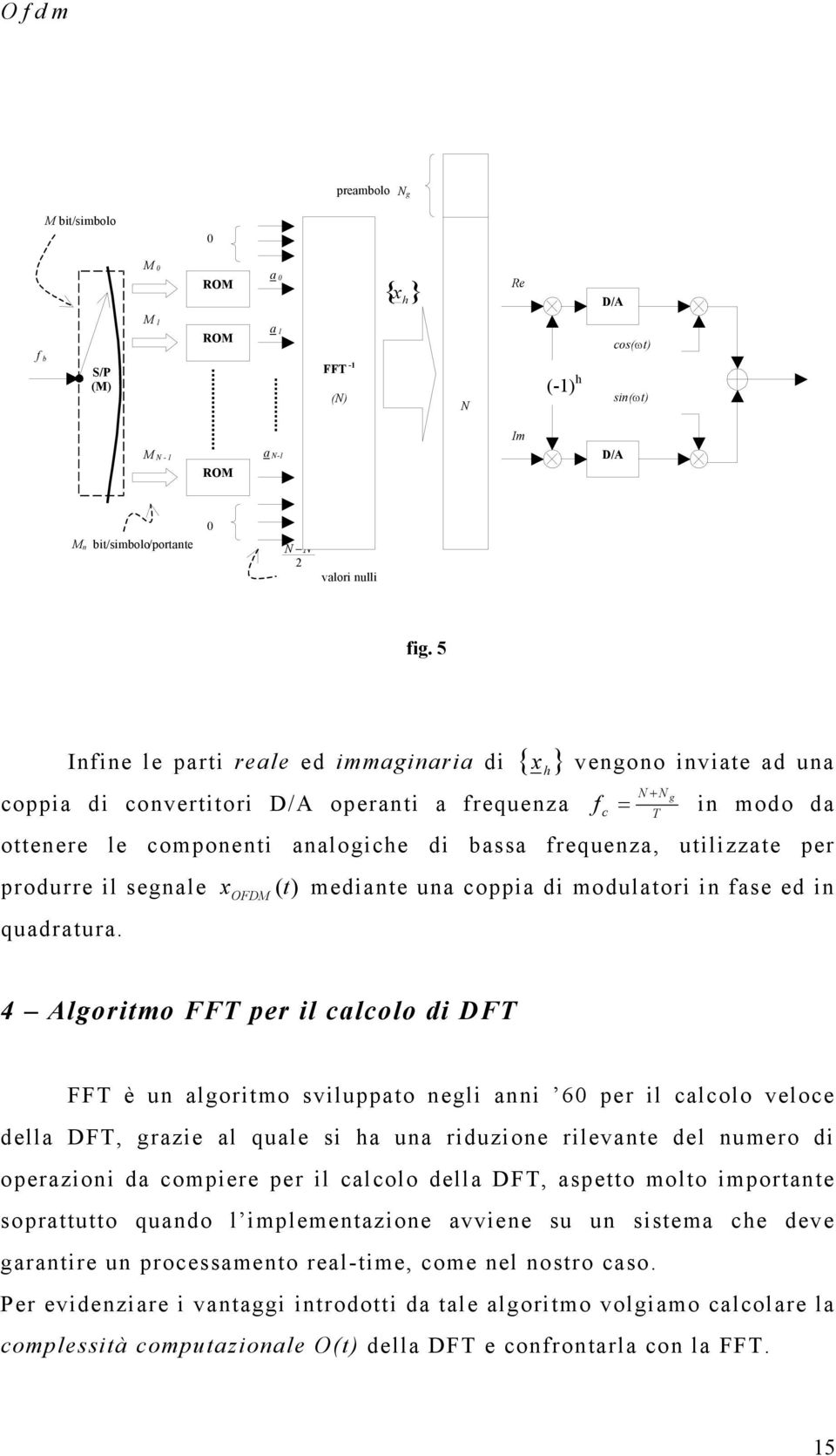 produrre il segale x OFDM (t) mediate ua coppia di modulatori i fase ed i quadratura.