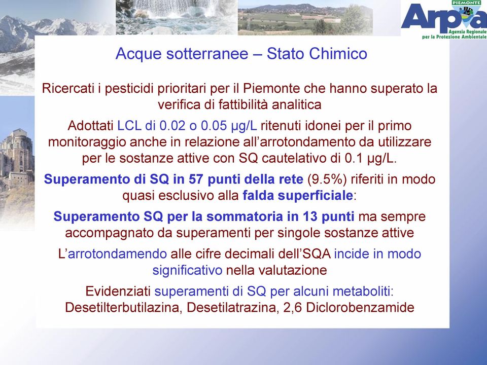 Superamento di SQ in 57 punti della rete (9.