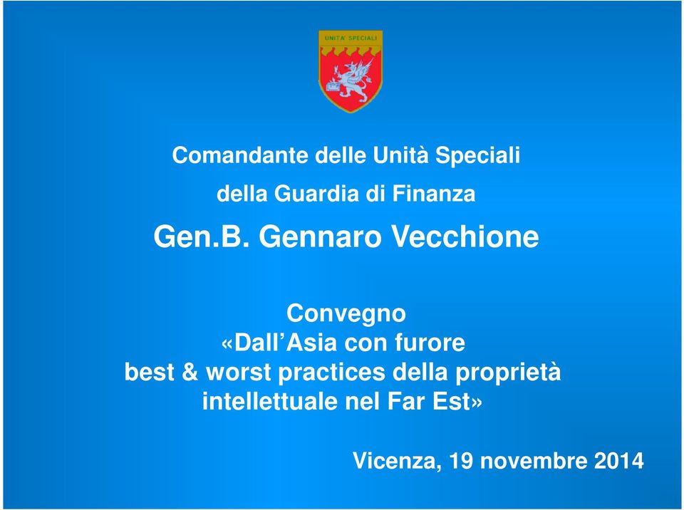 Gennaro Vecchione Convegno «Dall Asia con furore