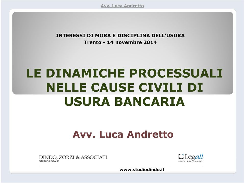 PROCESSUALI NELLE CAUSE CIVILI DI USURA