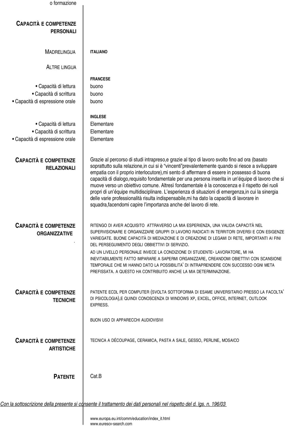 vincenti prevalentemente quando si riesce a sviluppare empatia con il proprio interlocutore),mi sento di affermare di essere in possesso di buona capacità di dialogo,requisito fondamentale per una