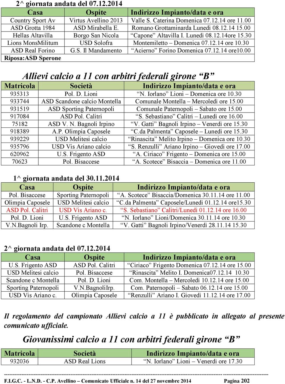 30 ASD Real Forino G.S. Il Mandamento Acierno Forino Domenica 07.12.14 ore10.