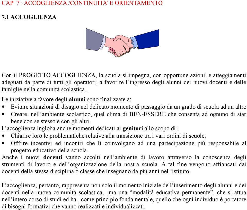 delle famiglie nella comunità scolastica.