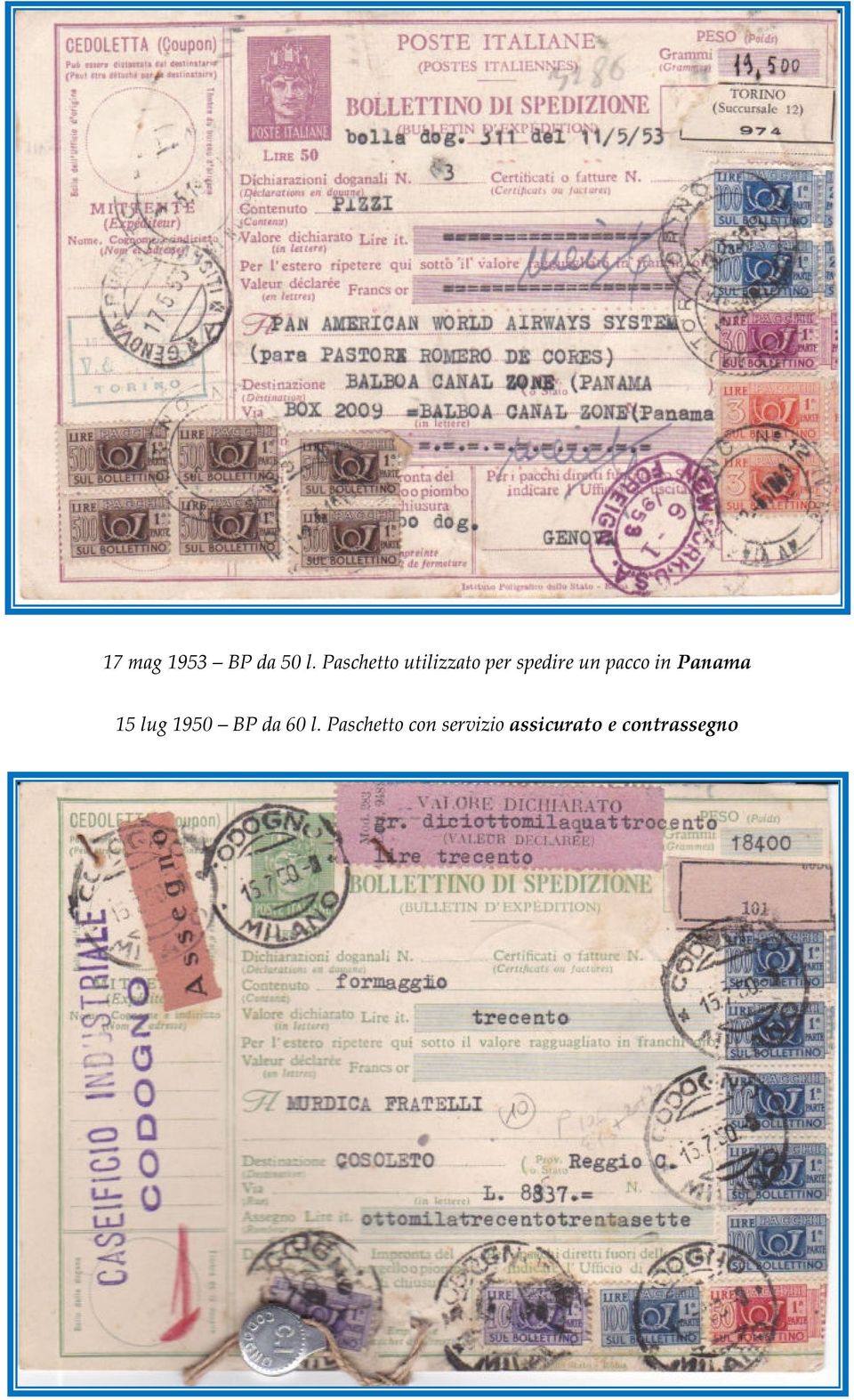 pacco in Panama 15 lug 1950 BP da 60
