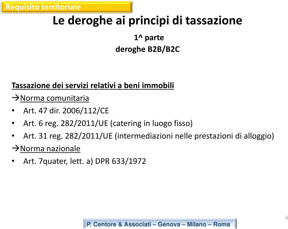 282/2011/UE (catering in luogo fisso) Art. 31 reg.