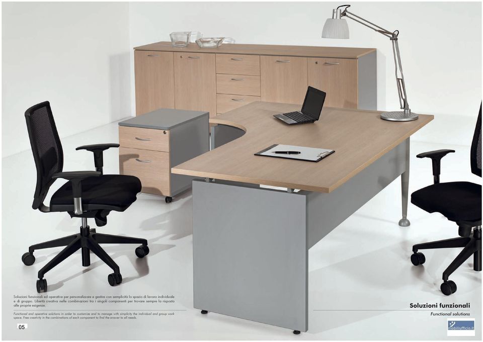 Functional and operative solutions in order to customize and to manage with simplicity the individual and group work space.